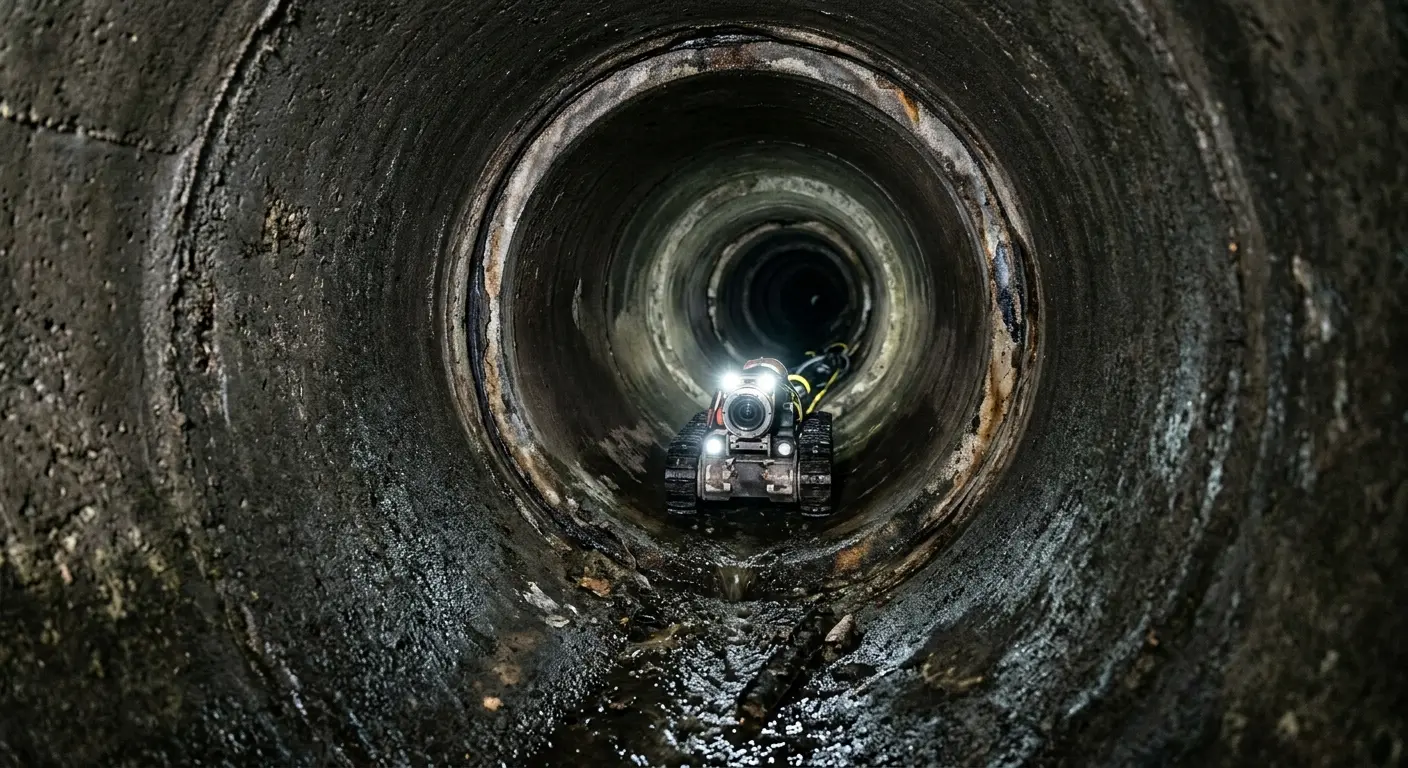 Robotic sewer camera inspecting pipe interior for Sewer Line Repair in Morristown
